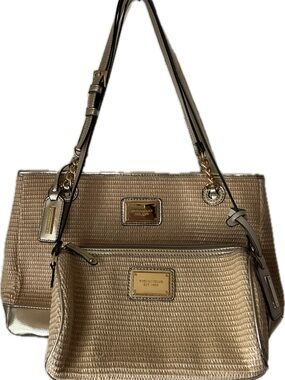 Vintage Tignanello Metallic Gold Matching Bag Bundle Y2K Tote + Shoulder Bag Set